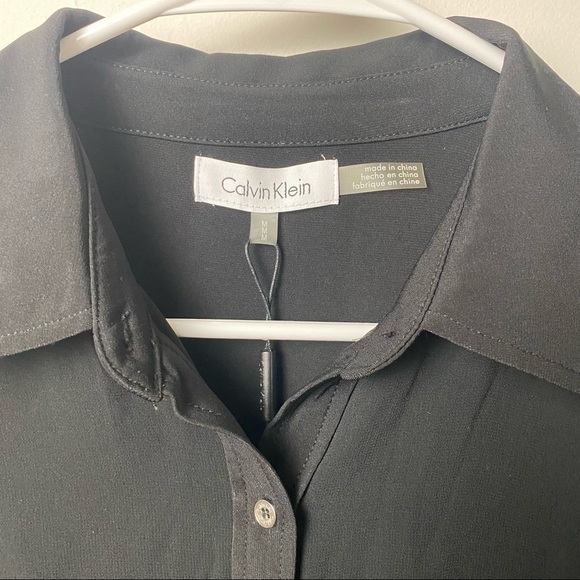 NWT Calvin Klein Double Layer Black Dress Size M - Picture 5 of 8